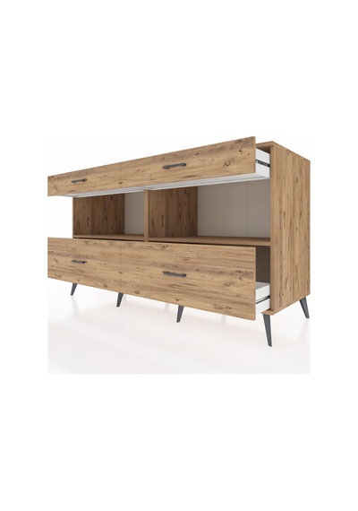 Kronos Konsol 2 Raflı 4 Çekmeceli 176x59x99 Çam-çam Çam-çam