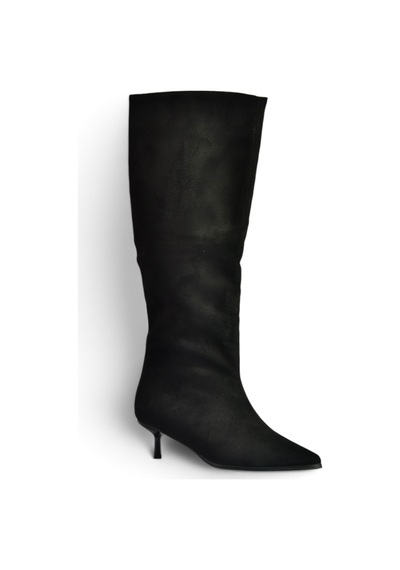 Fox Shoes Z726103402 Siyah Süet Kısa İnce Topuklu Kadın Çizme