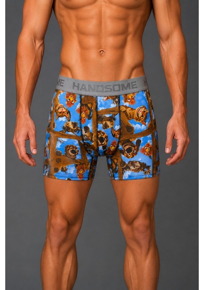 Brem Handsome Hayvanlar Desenli Erkek Boxer Çok Renkli