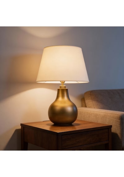 Vera Krem Başlıklı Eskitme Gold Modern Abajur Eskitme Altın