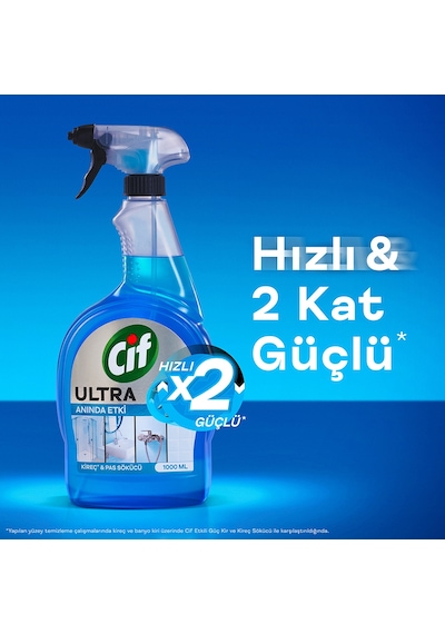 Cif Ultra Sprey Kireç Ve Pas Sökücü 1000 Ml X2 + Cif Ultra Anında Etki Kir Ve Yağ Çözücü 1000 Ml X2 Diğer