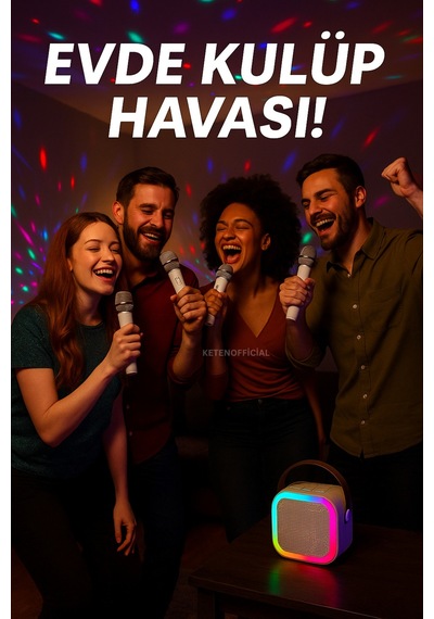Mikrofonlu Bluetooth Karaoke Hoparlör Rgb Led Işık 5 Ses Efekti Taşınabilir Ses Bombası