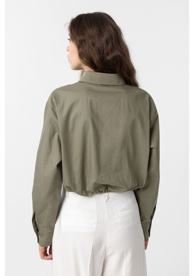 Antioch Crop Poplin Kadın Gömlek Haki