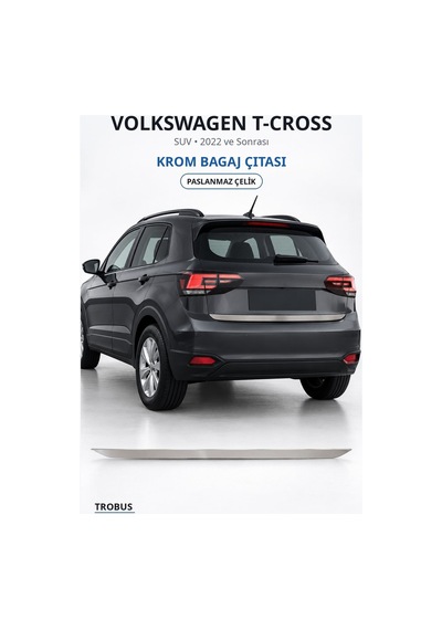 Volkswagen T-cross 2022 Ve Sonrası Uyumlu Krom Bagaj Çıtası Paslanmaz Çelik