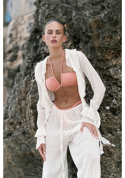 Mai Collection Mai Studios Co. Olivia Ekru Gömlek Pantolon Takım Ekru