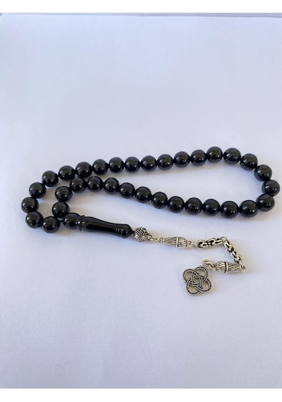 Tesbih Tsbh0275hk 925 Ayar Gümüş Püsküllü Küre Kesim Erzurum Oltu Taşı Tesbih
