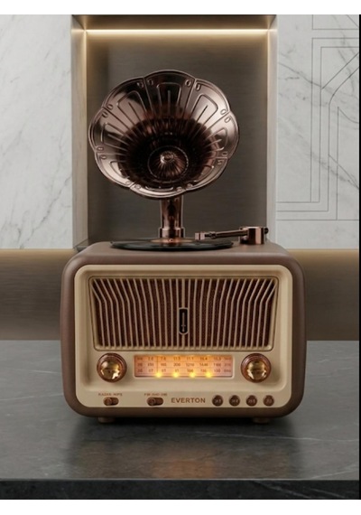 Nostaljik Gramofon Tasarımlı Bluetooth Hoparlör-fm/am/sw 3 Band Radyo-usb/tf Kart
