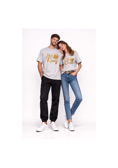 King Queen Sevgili Kombini Oversize Çift Tişört Unisex Partner Ko Çok Renkli