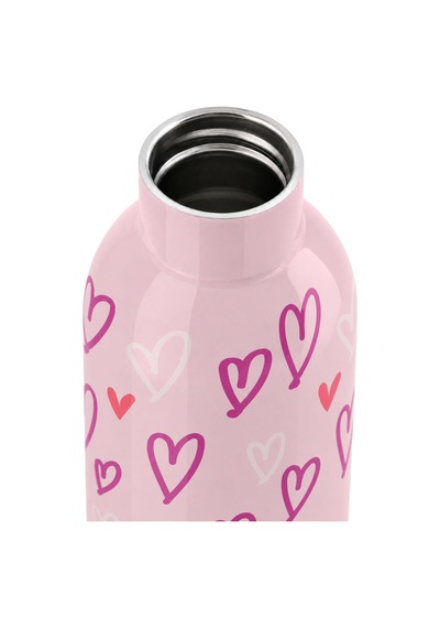 Mamawata Hearts Paslanmaz Çelik Termos Matara 470 Ml Sızdırmaz Yalıtımlı Suluk Açık Pembe