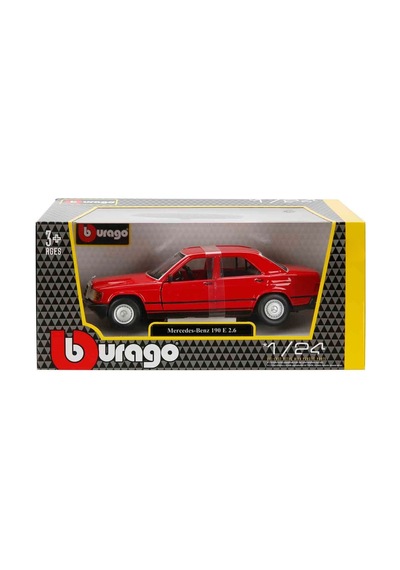 Bburago 1:24 Ölçek Mercedes-benz 190 E 2.6 Kırmızı Diecast Metal Model Oyuncak Araba Çok Renkli