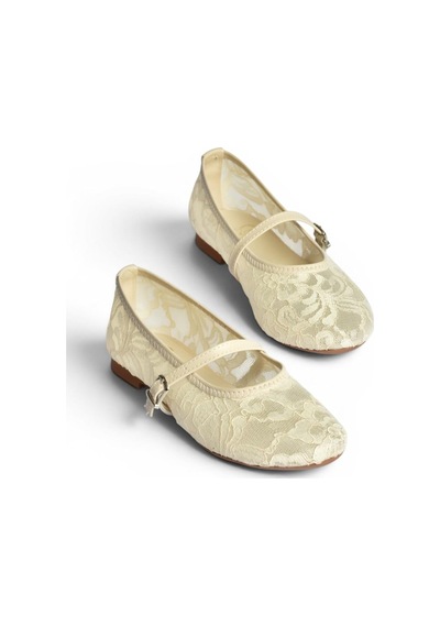 Fox Shoes Y726864006 Bej Dantelli Kadın Babet