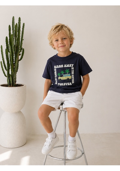 Baby Lory Kids Store Erkek Çocuk Araba Baskılı T-shirt Lacivert