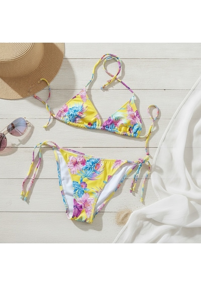 Bonbon Kadın Plaj Giyim Desenli Bikini Takım Bb2599 Çok Renkli