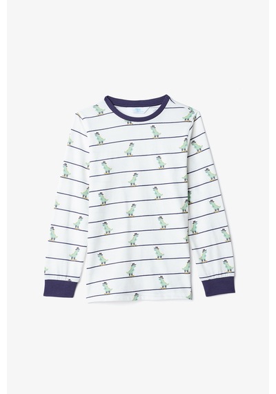 Penti Erkek Çocuk Dino Farm Çizgili Pamuklu Uzun Kollu 2li Pijama Takımı Çok Renkli
