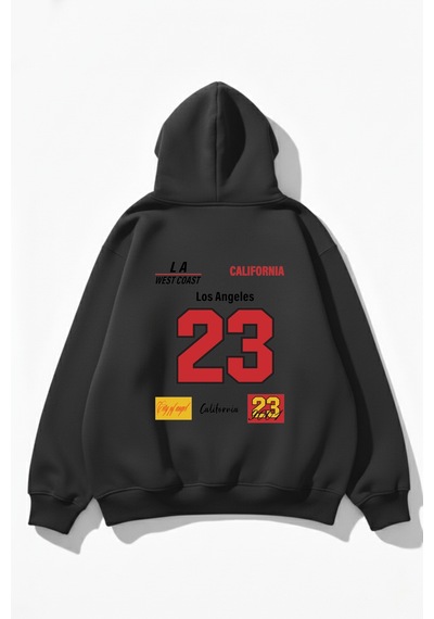 Uyguntarz Unisex Yumuşak Dokulu Kalbin İzi Baskılı Tasarım Oversize 3 İplik Hoodie Sweatshirt Gri