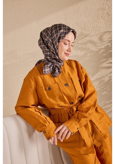 Silk Home Twill İpek Eşarp Ekose Lacivert Çok Renkli