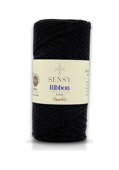 Premium Simli Ribbon Polyester İpi 200 Gr Siyah Simli İp