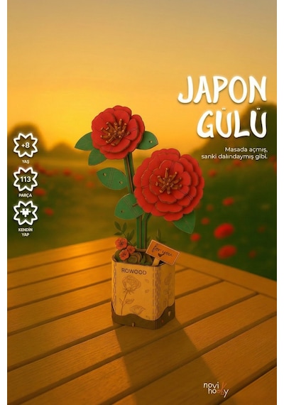 Ahşap Japon Gülü 3d Puzzle Ahşap Minyatür Maket Kiti Dıy Kendin Yap