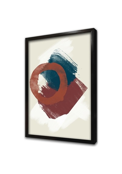 Bordo Ve Mavi Soyut Üçlü Çerçeveli Mdf Tablo Seti-173858