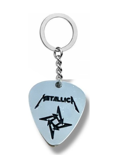 Metallica Rock Grubu Pena Şeklinde Çift Taraflı Rock İşaretli Metal Anahtarlık