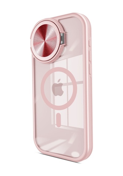 Apple iPhone  Uyumlu,  15 Pro Kılıf Teleskop Lens Magsafe Silikon Kapak - Pembe