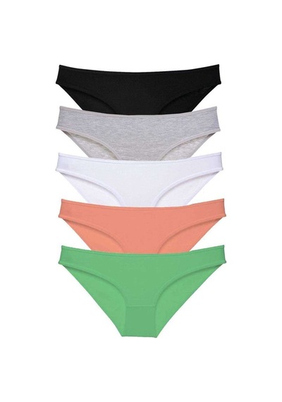 5 Adet Süper Eko Set Likralı Kadın Slip Külot Siyah Gri Beyaz Pudra Yeşil Beden: Xl Standart