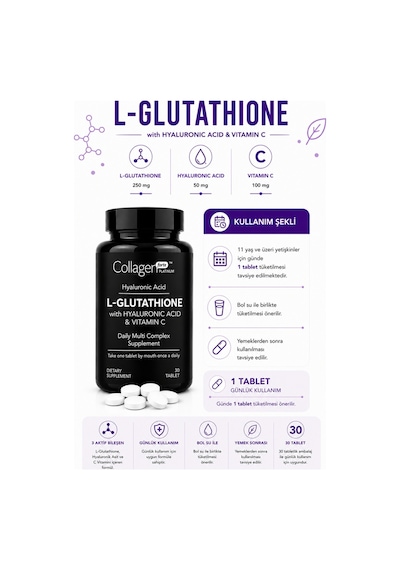 Collagen Forte Platinum L-Glutathione With Hya & Vitamin C 30 Tablet