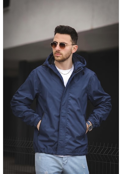 Oksit Hilti Ken Slim Fit Kapüşonlu Su İtici Mevsimlik Mont Lacivert