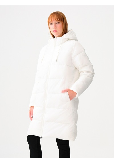 Loose Fit Kadın Mont Beyaz