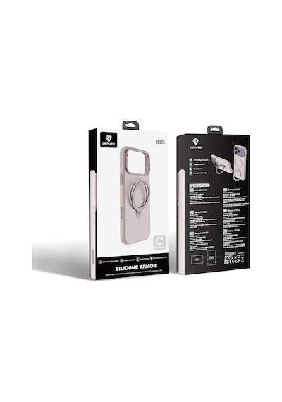 Apple Uyumlu iPhone 17 Pro Max Kılıf M-safe Özellikli Metal Standlı Sıvı Silikon Lenyes Ck223 Kapak Pembe Pembe