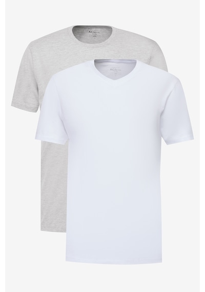 AC&Co / Altınyıldız Classics Erkek Beyaz-grı Melanj 2'li Paket Slim Fit Dar Kesim Pamuklu Basic Tişört Beyaz - Gri Melanj AC&Co / Altınyıldız Classics Erkek Beyaz-grı Melanj 2'li Paket Slim Fit Dar Kesim Pamuklu Basic Tişört Beyaz - Gri Melanj
