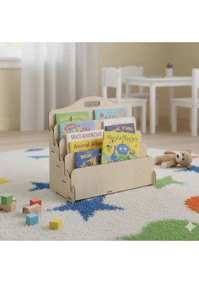 Carry Montessori 4 Raflı Ahşap Mini Kitaplık -çocuk Odası Kitaplık - Çocuk Kitaplığı - Bebek & Çocuk Odası İçin Mini Kitaplık- Çocukların Kolay Erişebileceği Kitaplık - Akçaağaç Diğer