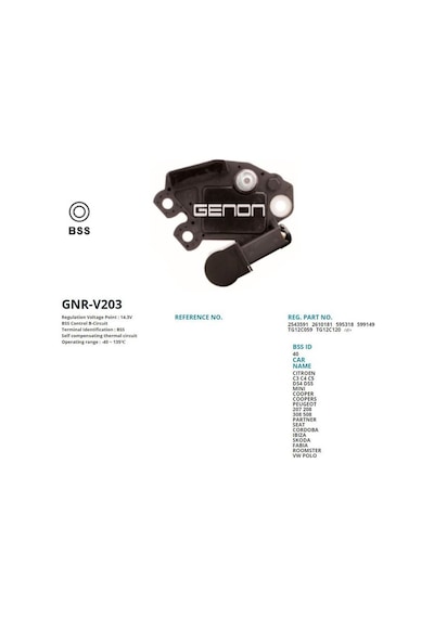 ALTERNATOR KONJEKTOR VALEO TIP 12V CITROEN C3 - C4 - C5 - DS3 - DS4 - MINI COOPER - PEUGEOT 207 - 208 - 308 -3008 - 5008 BSS GENON GNR-V203 ALTERNATOR KONJEKTOR VALEO TIP 12V CITROEN C3 - C4 - C5 - DS3 - DS4 - MINI COOPER - PEUGEOT 207 - 208 - 308 -3008 - 5008 BSS GENON GNR-V203