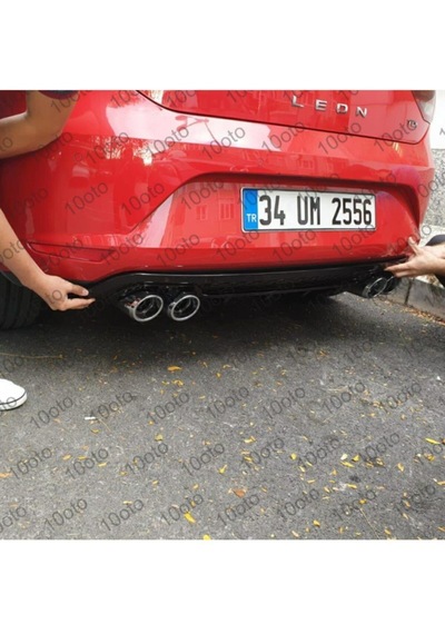 Seat Leon Difüzör Mk3 - 3,5 Üniversal Plastik Piano Black 4çıkış