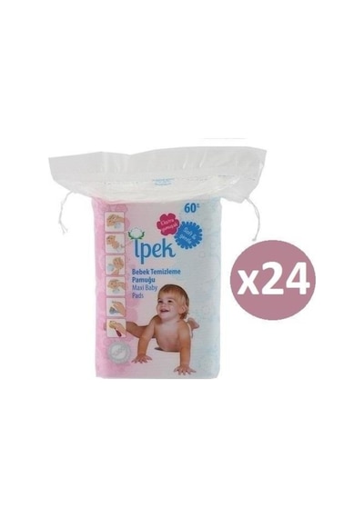 Ipek Ipek Maxi Pamuk Bebek Temizleme Pamuğu 60'Lı * 24'Lü Paket