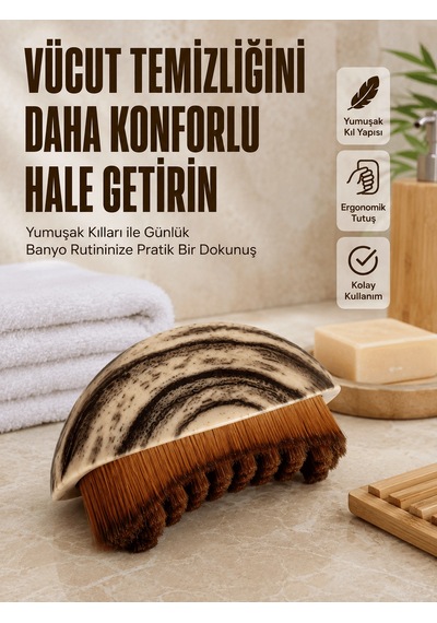 Yumuşak Kıllı Masaj Fırçası Vücut Temizleme Banyo Fırçası Ergonom