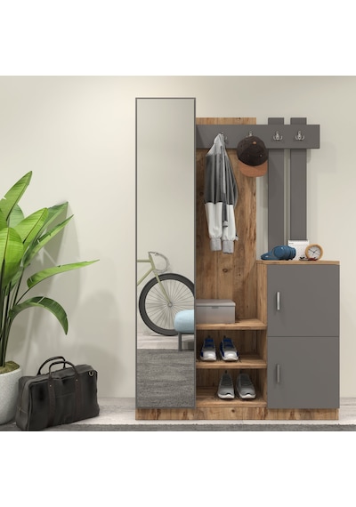 Robin Home Lenka Vestiyer Portmanto Ayakkabılık Çam-gri