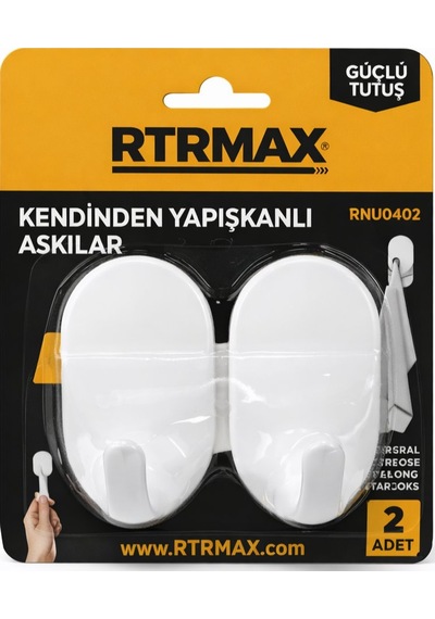 Rnu0402 Kendinden Yapışkanlı Plastik Askı 5 Kg Kapasiteli - 2 Adet Beyaz