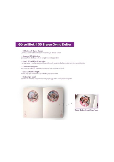 Dönme Dolap Temalı 3d Stereo Katmanlı Oyma Sayfalı Defter Ajanda Bloknot 20,8 X 14 Cm 120 Yaprak Diğer