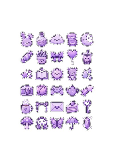 Pastel Estetik Obje Sticker Seti 150 Adet - 5'li Mega Paket - Laptop Defter Ajanda Etiketi Çok Renkli