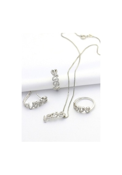 Love Kolye-Küpe-Yüzük Gümüş Set