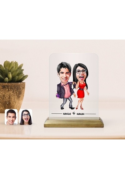 Kişiye Özel Sevgililer Karikatürlü Çerçeve-4