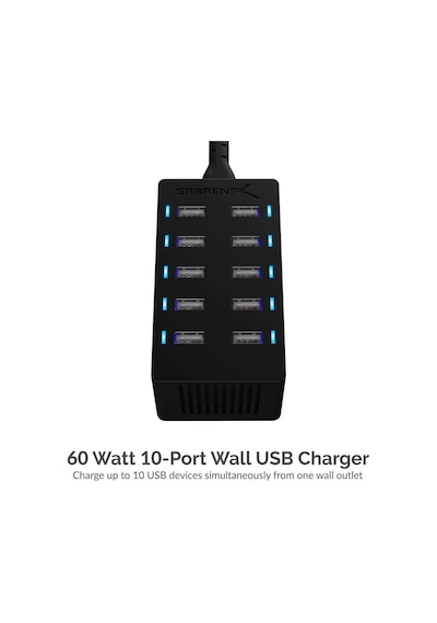 Sabrent 100 Watt Çoklu Bağlantı Noktalı Usb Hızlı Şarj Cihazı Ax-adpd 10-port