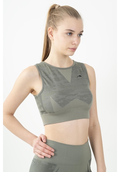 Maraton Active Slimfit Kadın Bisiklet Yaka Kolsuz Fitness Açık Haki Bra 813054-Açık Haki