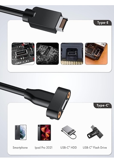 Usb Type E To Type C Type E To Type C Çevirici Dönüştürücü Kablo