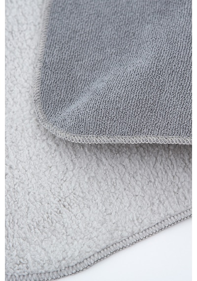 Gri Microwell 3 Prç Set Microfiber Bulaşık Kurutma Matı 3'lü Mutfak Seti Kurulama Bezi Örtüsü