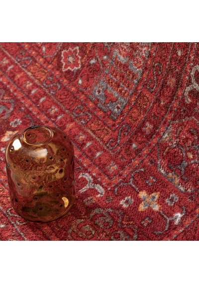 Canlı Bordo Kırmızı Otantik Geometrik Vintage Halı - Nk0257ba Bordo - Kırmızı