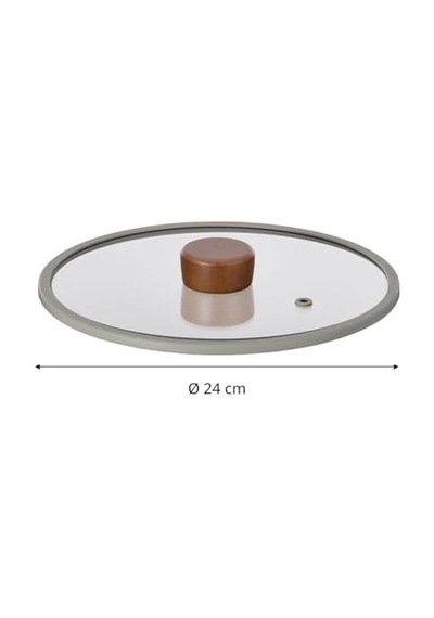 24cm Düz Silikon Çerçeveli Cam Kapak Gri 0