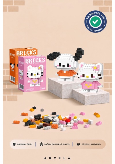 Pochacco & Pembe Hello Kitty İkili Set - Eğitici Oyuncak Figür - Orijinal