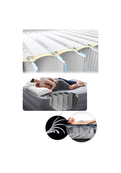 64414 Dura-beam Deluxe Şişme Yatak Çift Kişilik Duble Yatak Kendinden Pompalı 152x203x46cm Fd013 Gri